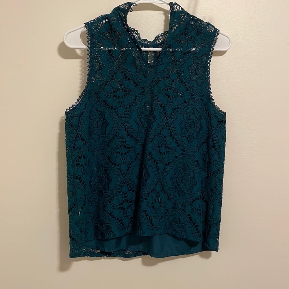 High neck lace top